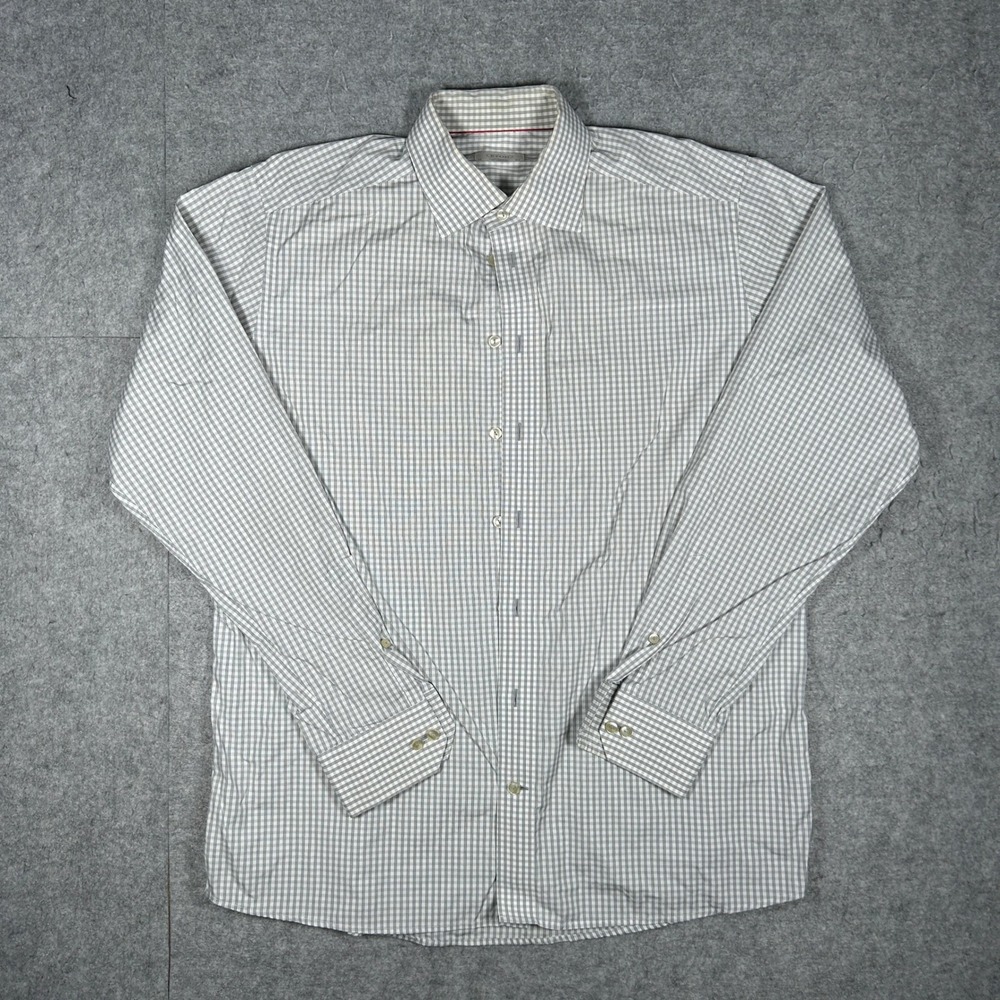 Eton Clothing Item Mens 17.5 Grey Contemporary Gingham Check Button Down Shirt